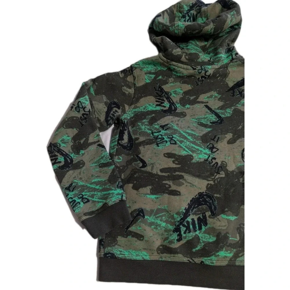 Nike Youth Hoodie Size‎ L Green Camo Just Do It Pullover Sweatshirt